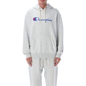 CHAMPION REVERSE WEAVE Embroidered Logo Hoodie Men GREY MEL Sweaters & Cardigans